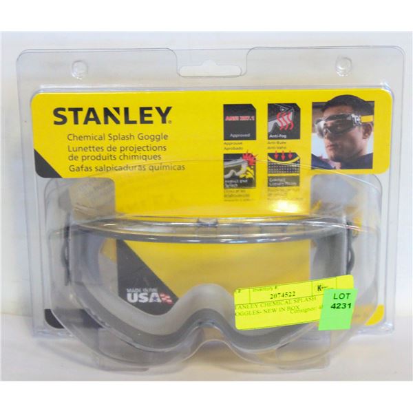 STANLEY CHEMICAL SPLASH GOGGLES- NEW IN BOX