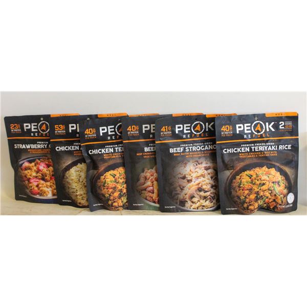 PEAK REFUEL FREEZE DRIED MEALS- LOT OF 6