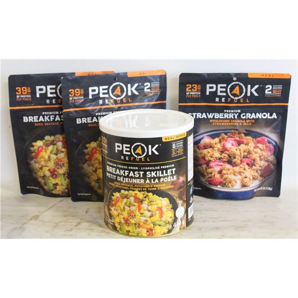 PEAK REFUEL FREEZE DRIED MEALS- LOT OF 4