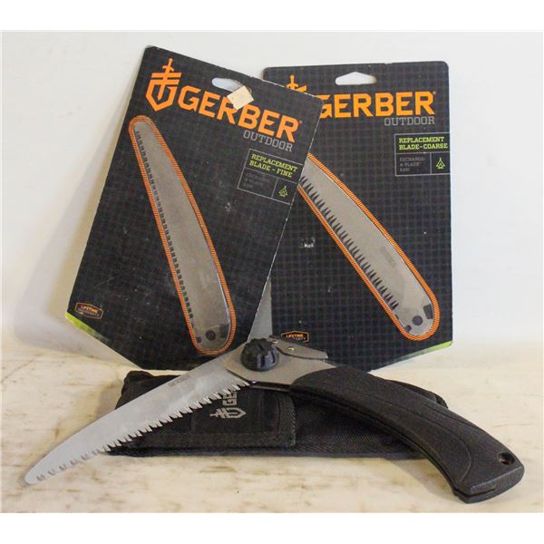 GERBER OUTDOOR 15" HAND SAW W/ CASE & REPLACEMENT