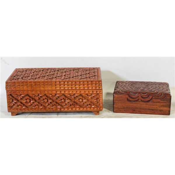 VINTAGE CARVED WOOD TRINKET BOXES