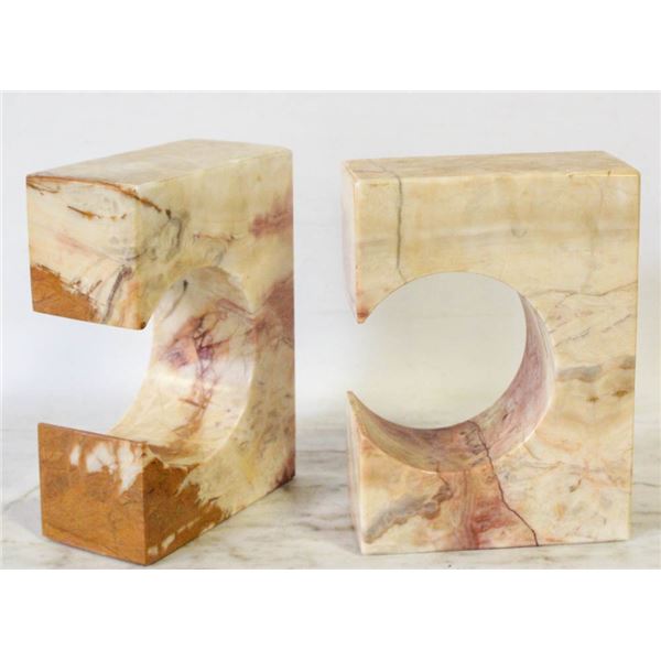 VINTAGE MARBLE BOOKENDS- 7" X 5" X 2.5"