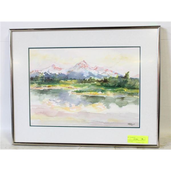 WATERCOLOUR PICTURE (15"X19") MOUNTAINS