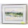 Image 1 : WATERCOLOUR PICTURE (15"X19") MOUNTAINS