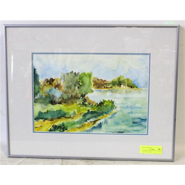 WATERCOLOUR PICTURE (16"X20") TREES & WATER
