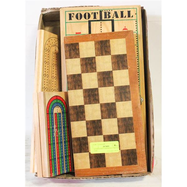 WOOD GAMES, FOOTBALL, CHESS & CRIB