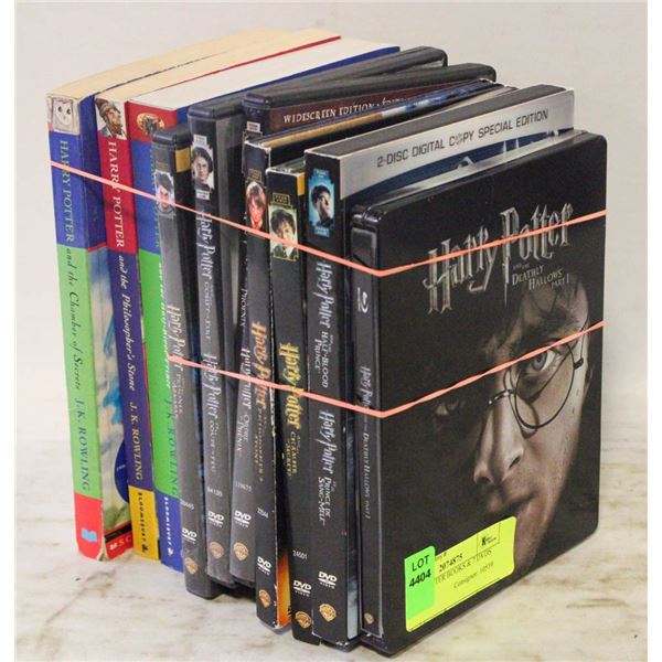 HARRY POTTER BOOKS & 7 DVDS