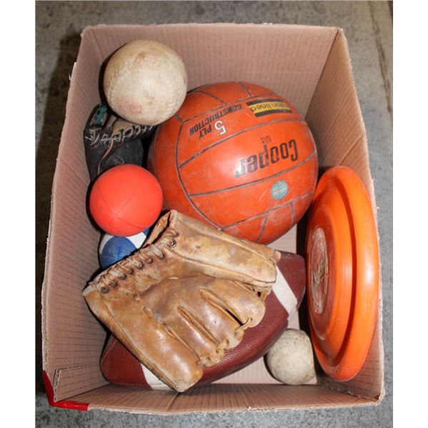 VINTAGE SPORTING EQUIPMENT WITH COOPER BALL
