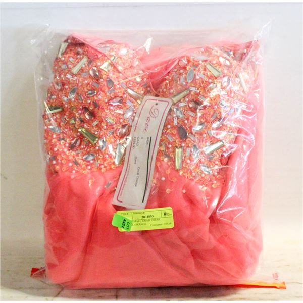 TEEN SMALL GRAD DRESS CORAL-ORANGE