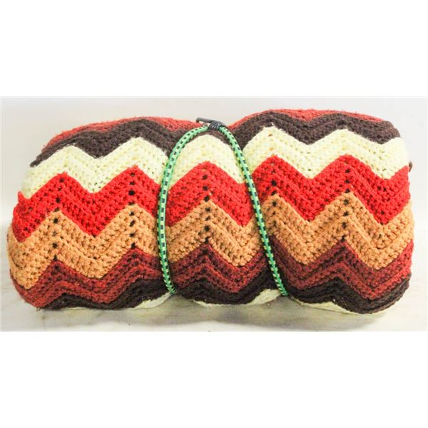 HOME-MADE CROCHET AFGHAN 60"X70" RUST,