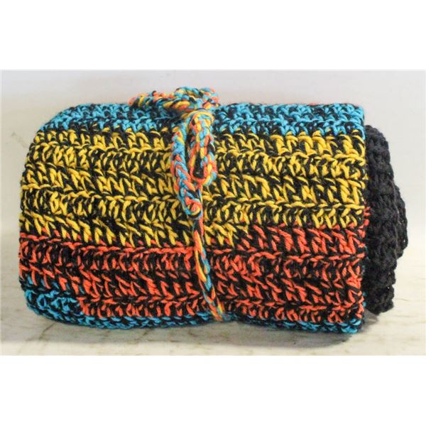 HOME-MADE CROCHET AFGHAN 38"X46" AQUA,
