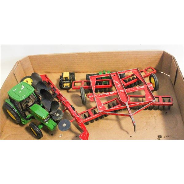 LOT OF DIECAST FARM IMPLEMENTS AND TRACTOR