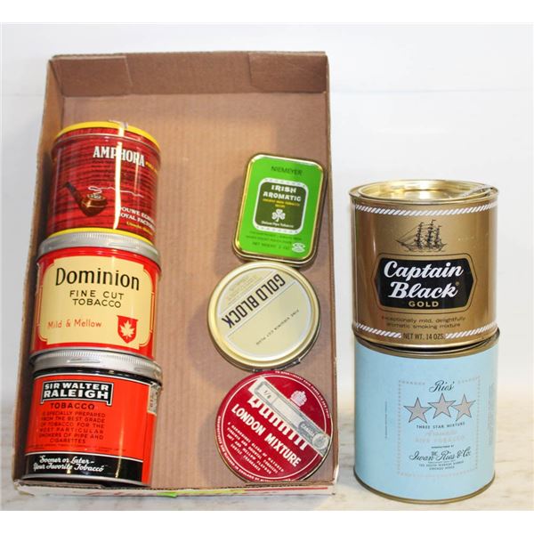 ANTIQUE/VINTAGE PIPE TOBACCO TINS- ASSORTED