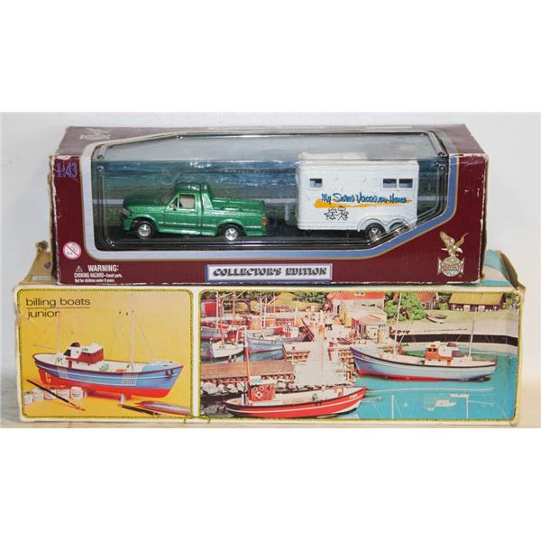 BUILD A BOAT, COLLECTORS TRUCK AND HORSE TRAILER