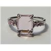 Image 1 : 29)  SILVER TONE WITH EMERALD CUT PALE PINK