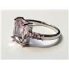 Image 2 : 29)  SILVER TONE WITH EMERALD CUT PALE PINK