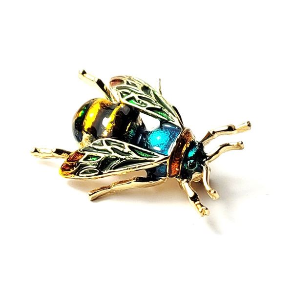9)  GOLD TONE WITH ENAMEL BUMBLEBEE