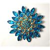 Image 1 : 15)  GOLD TONE WITH TURQUOISE BLUE CRYSTAL