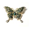 Image 1 : 11)  GOLD TONE WITH CLEAR & EMERALD GREEN
