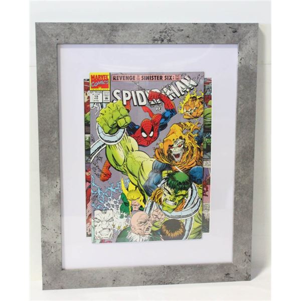 12.5"X15.5" SPIDERMAN COMIC BOOK FRAMED