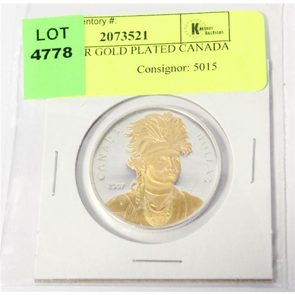 2007 SILVER GOLD PLATED CANADA $1 PR COIN