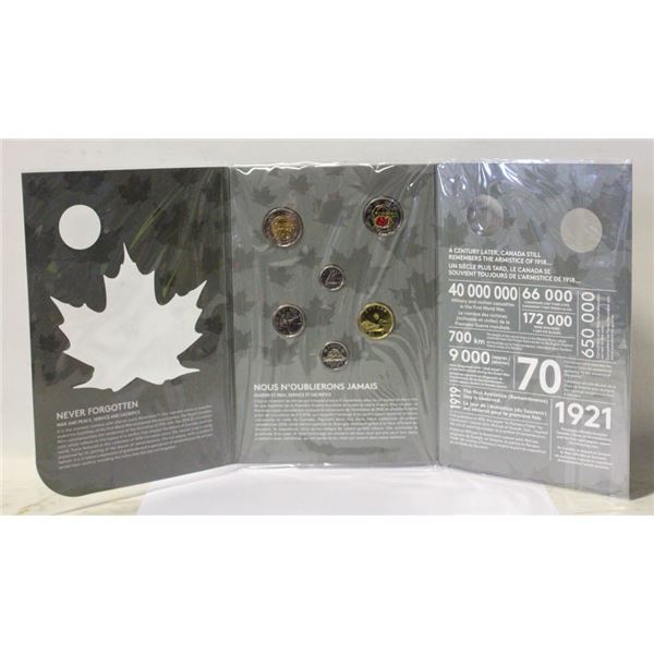 2018 CANADA ARMSTICE WWI $2 SPECIAL ISSUE 6 COIN