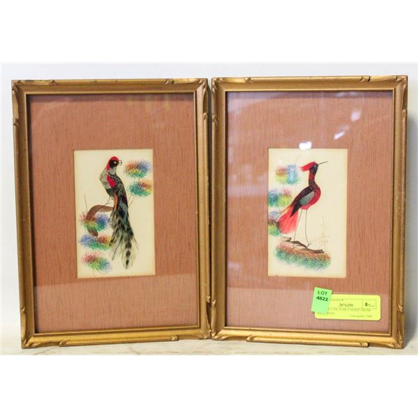 ANTIQUE PICTURES MADE FROM FEATHERS
