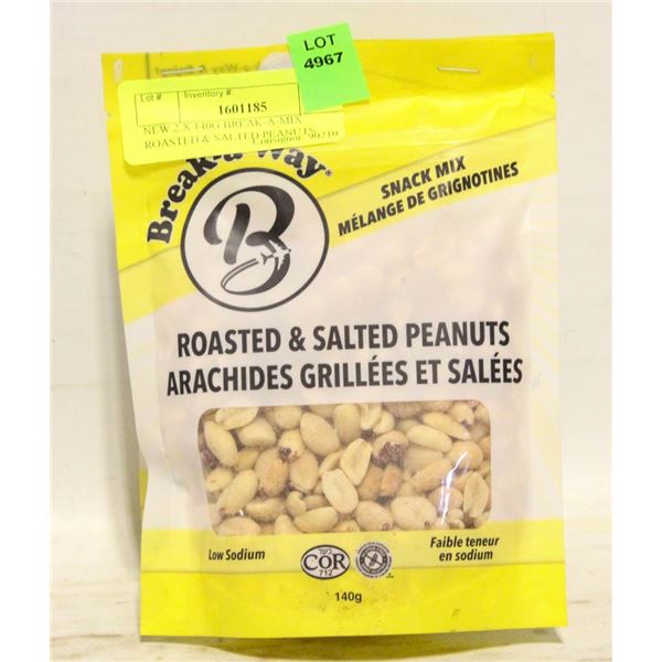 NEW 2 X 140G BREAK-A-MIX ROASTED & SALTED PEANUTS