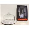 Image 1 : MARBLE CHEESE PLATE WITH DOME & CHEESE KNIFE SET