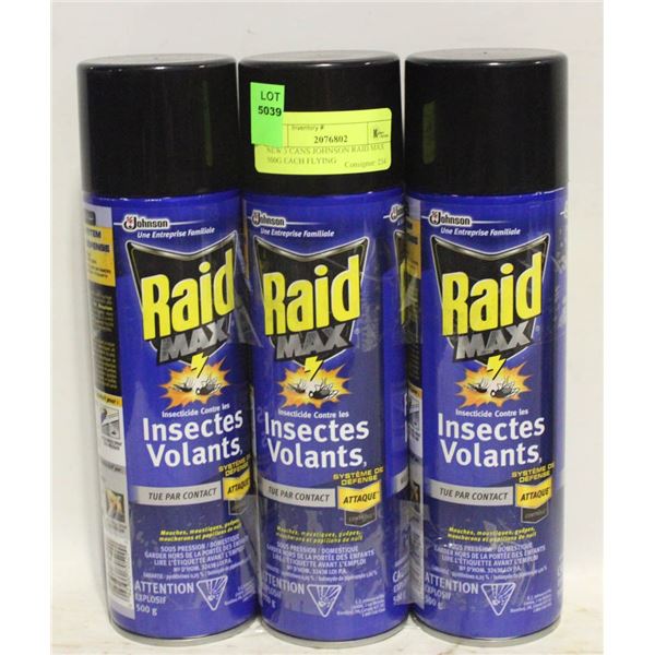NEW 3 CANS JOHNSON RAID MAX 500G EACH FLYING