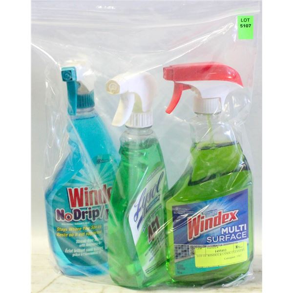 LOT OF WINDEX & LYSOL CLEANERS