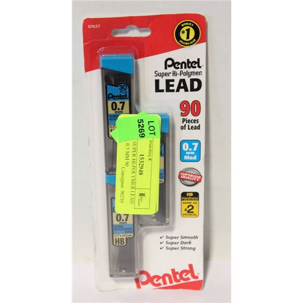 PENTEL SUPER HI-POLYMER LEAD REFILLS, 0.5 MM 90