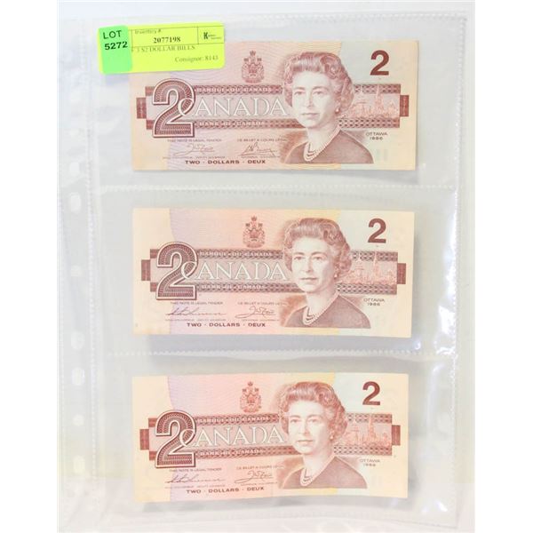 LOT OF 3 $2 DOLLAR BILLS