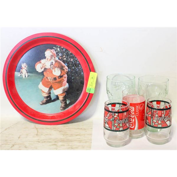 COCA-COLA SERVING TRAY WITH 5 DRINKWARE