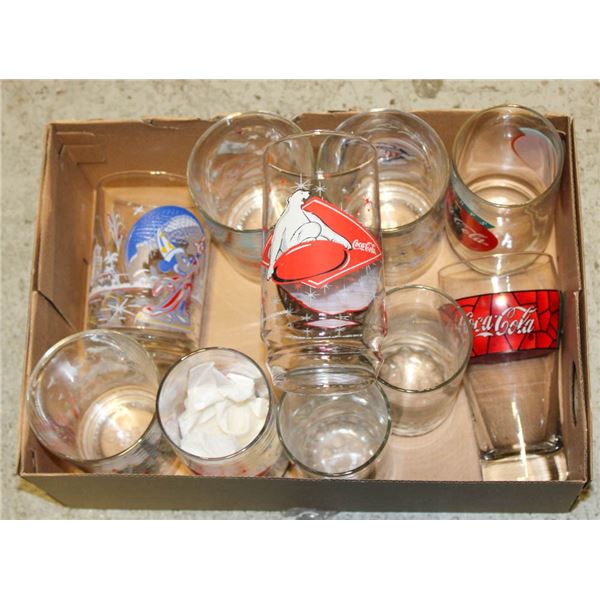 11 VINTAGE GLASS COCA-COLA DRINKINGWARE
