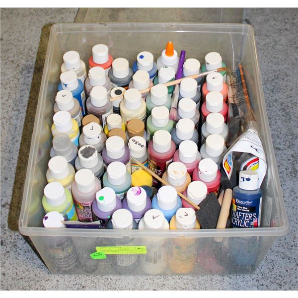OVER 50 CRAFT PAINTS PLUS LOADS OF BRUSHES