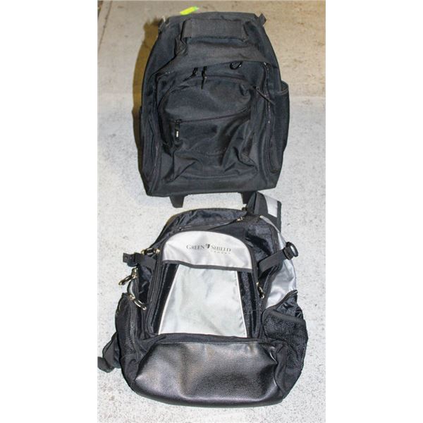WHEELED BACKPACK W/PULL HANDLE+OTHER BACKPACK