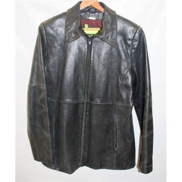 MEN'S LARGE DANIER LEATHER JACKET, BLACK,