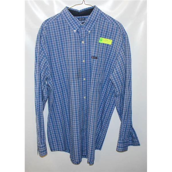 MEN'S LARGE WESTERN CHAPS BLUE PLAID SHIRT