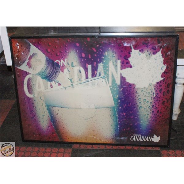 MOLSON CANADIAN BAR SIGN TESTED WORKING 24" X 33"