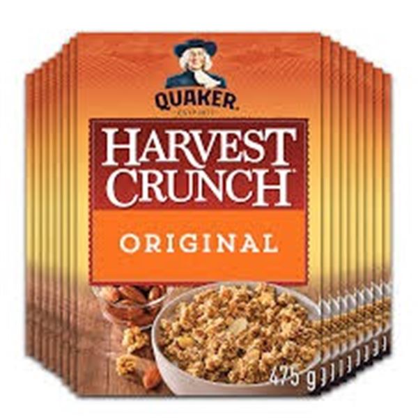 NEW 16 X 475G QUAKER HARVEST CRUNCH CEREAL