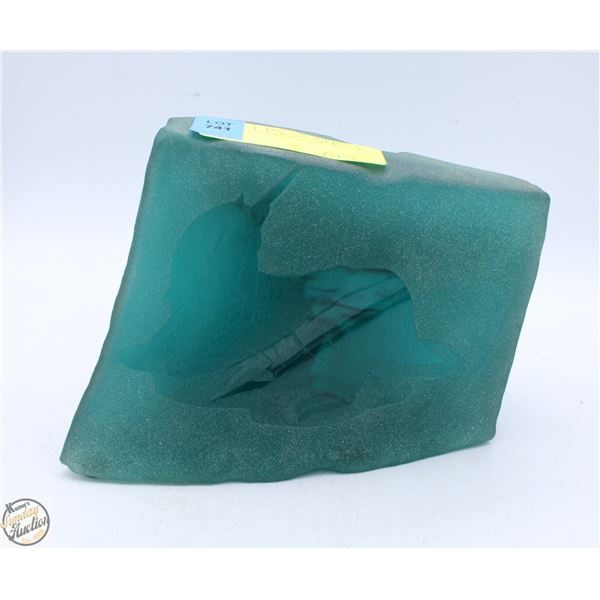 VINTAGE GREEN GLASS STONE UNICORN