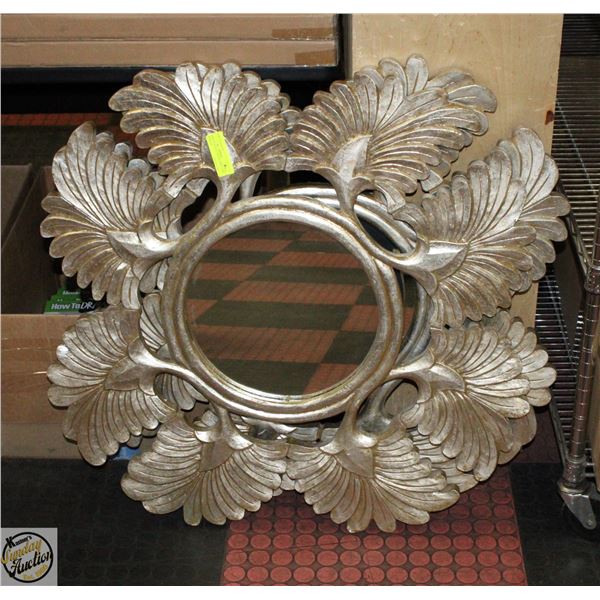 PAIR OF WOOD CARVED CIRCLULAR MIRRORS