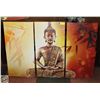 Image 1 : BRAND NEW 3 PANEL BUDDHA WALL ART ORANGE 16 X 32"