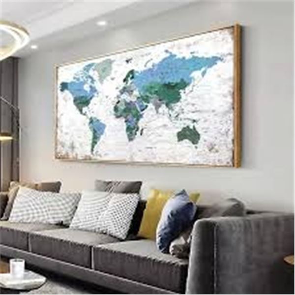 BRAND NEW FRAMED WALL ART WORLD MAP 2 X 4'