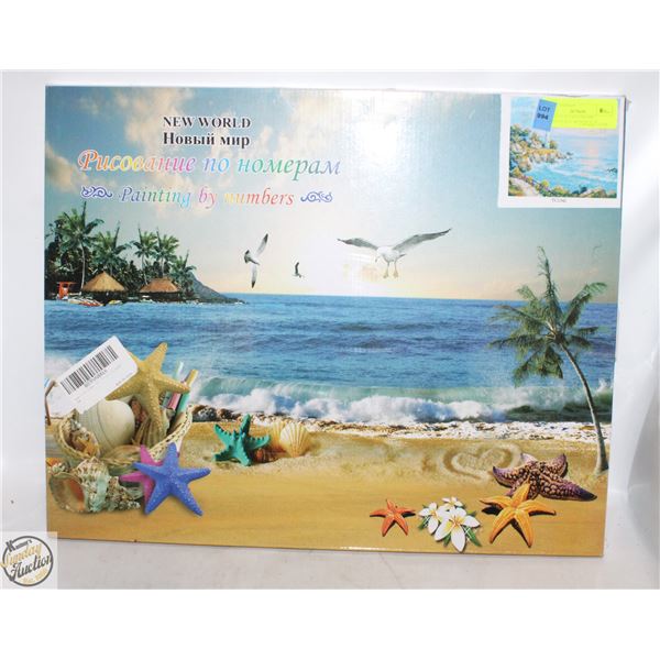 BRAND NEW PAINTING BY NUMBERS 20 X 40CM BEACH