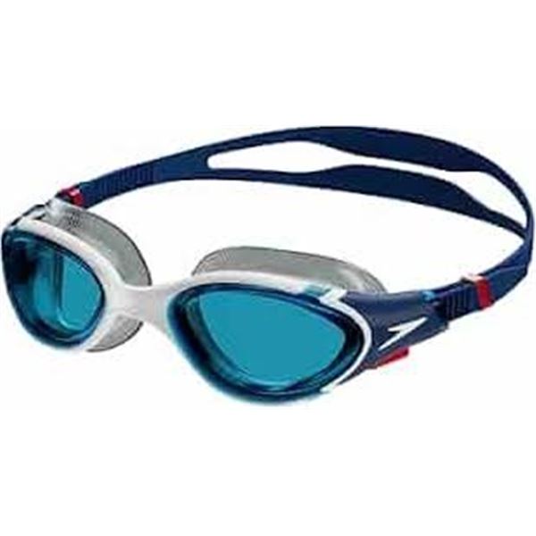 NEW SPEEDO BIOFUSE 2.0 WHITE BLUE SWIM GOGGLES