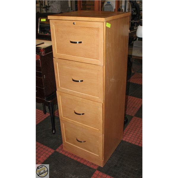 4 DRAWER WOOD FILING CABINET H-52" W-18.75" L-19"