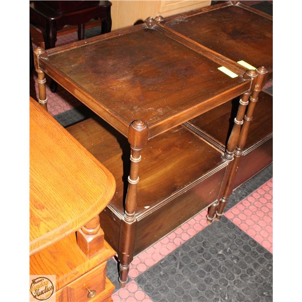 ANTIQUE DOUBLE TIER TWO DRAWER OCCASIONAL TABLE