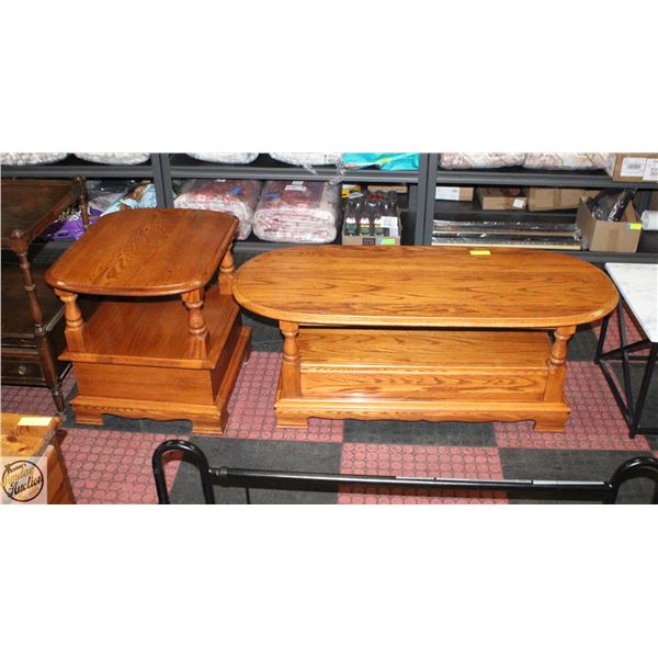 SOLID OAK 2TIER COFFEE TABLE H-17.5" W-20.5" L-48"